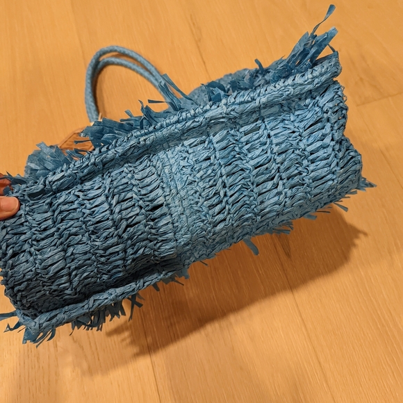 Bright Blue Taffeta Tote Bag - Picture 6 of 10